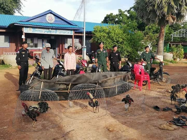 បង្ក្រាប​ទីតាំង​ជល់​មាន់នៅ​ស្រុក​គាស់ក្រឡ ឃាត់​មនុស្ស​២​នាក់ មាន់​៩​ក្បាល​